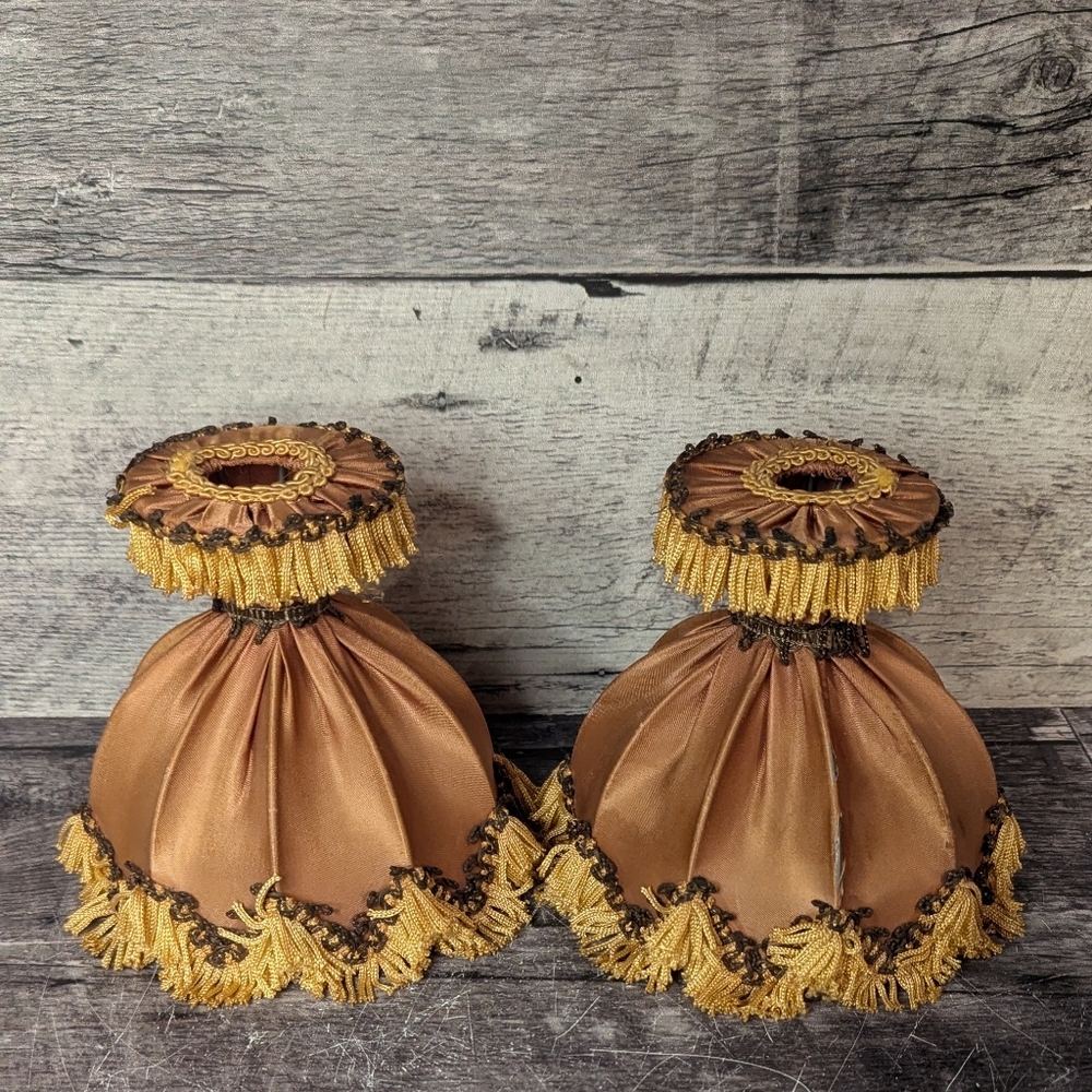 Vintage Style Gold and Brown Miniature Lamp Shades (View Photos Well)